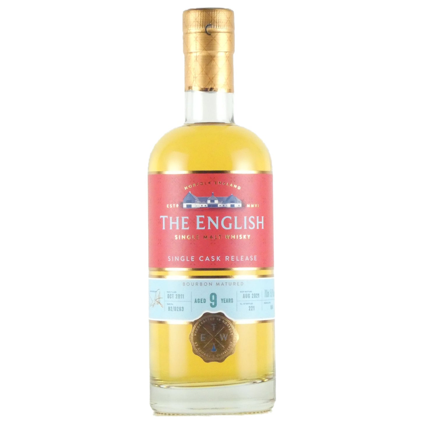 ザ イングリッシュ シングルカスクリリース 9年 2011/10-2021/08 バーボンマチュアード シングルモルトウイスキー 700ml イングランド ウイスキー