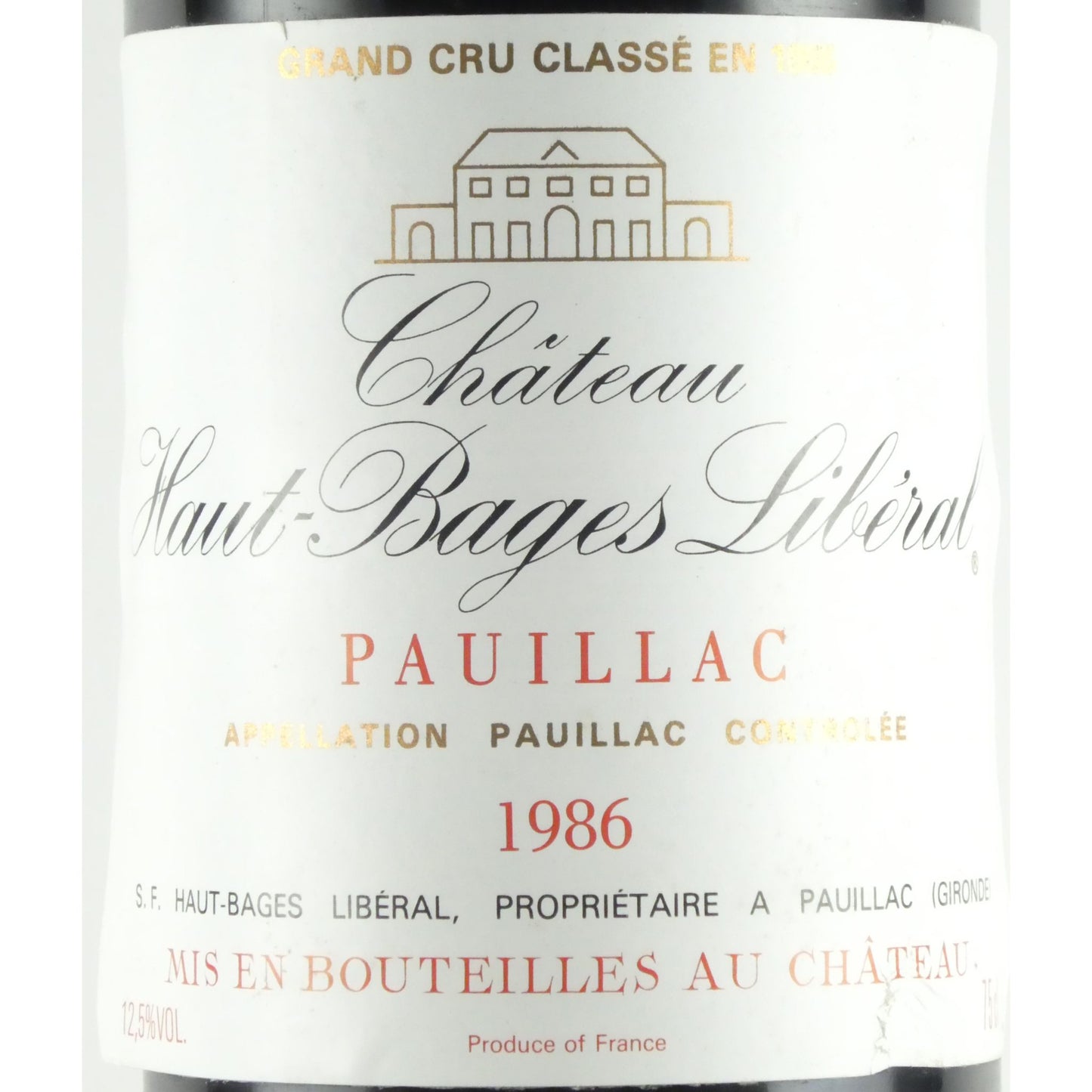[ラベル経年損傷][1986年] シャトー オー バージュ リベラル 1986 フランス ボルドー ポイヤック 赤ワイン 750ml