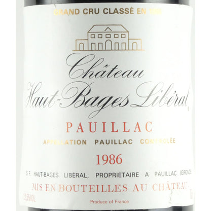 [ラベル経年損傷][1986年] シャトー オー バージュ リベラル 1986 フランス ボルドー ポイヤック 赤ワイン 750ml