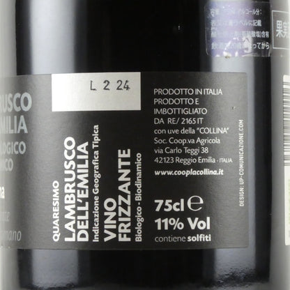 ラ コッリーナ クアレージモ ランブルスコ デッレミーリア 750ml 微発泡赤ワイン イタリア エミリア・ロマーニャ
