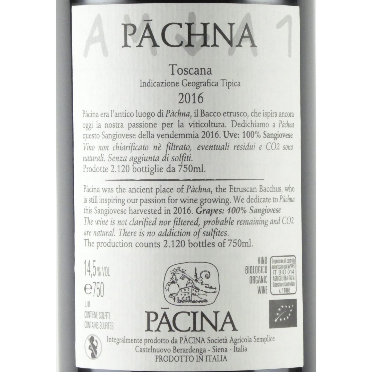 パーチナ パクナ 2016 イタリア トスカーナ 赤ワイン 750ml