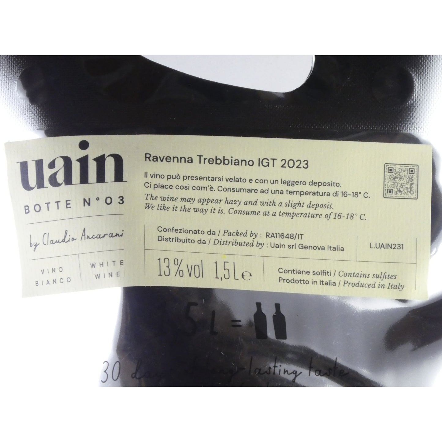ウアイン ボッテ No.3 IGP ラヴェンナ トレッビアーノ 2023 イタリア エミリア ロマーニャ 白ワイン 1500ml